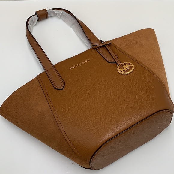 MICHAEL KORS PORTIA SMALL TOTE  LUGGAGE COLOR Pebbled leather/ suede - Picture 9 of 16